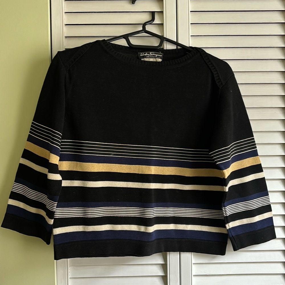 Salvatore Ferragamo top, made in Italy, XS, 85%cotton,15% Raton